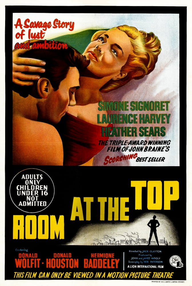 Room at the Top movie poster print featuring Laurence Harvey and Simone Signoret.