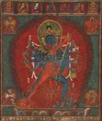 Chakrasamvara and Vajravarahi fine art print displayed on a wall.