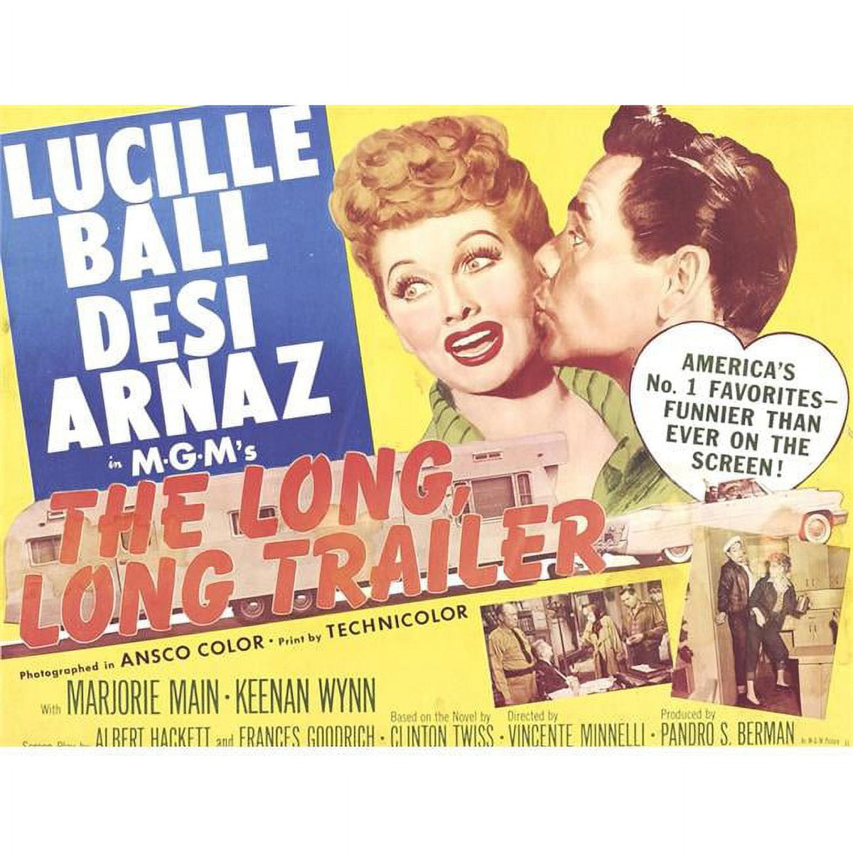 Lucille Ball and Desi Arnaz Long Trailer Lobby Card Print from 1954