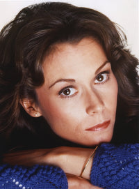 Close-up portrait photo print of Kate Jackson with curly hair