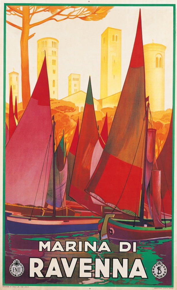 Marina Di Ravenna advertising poster print showcasing seaside beauty.