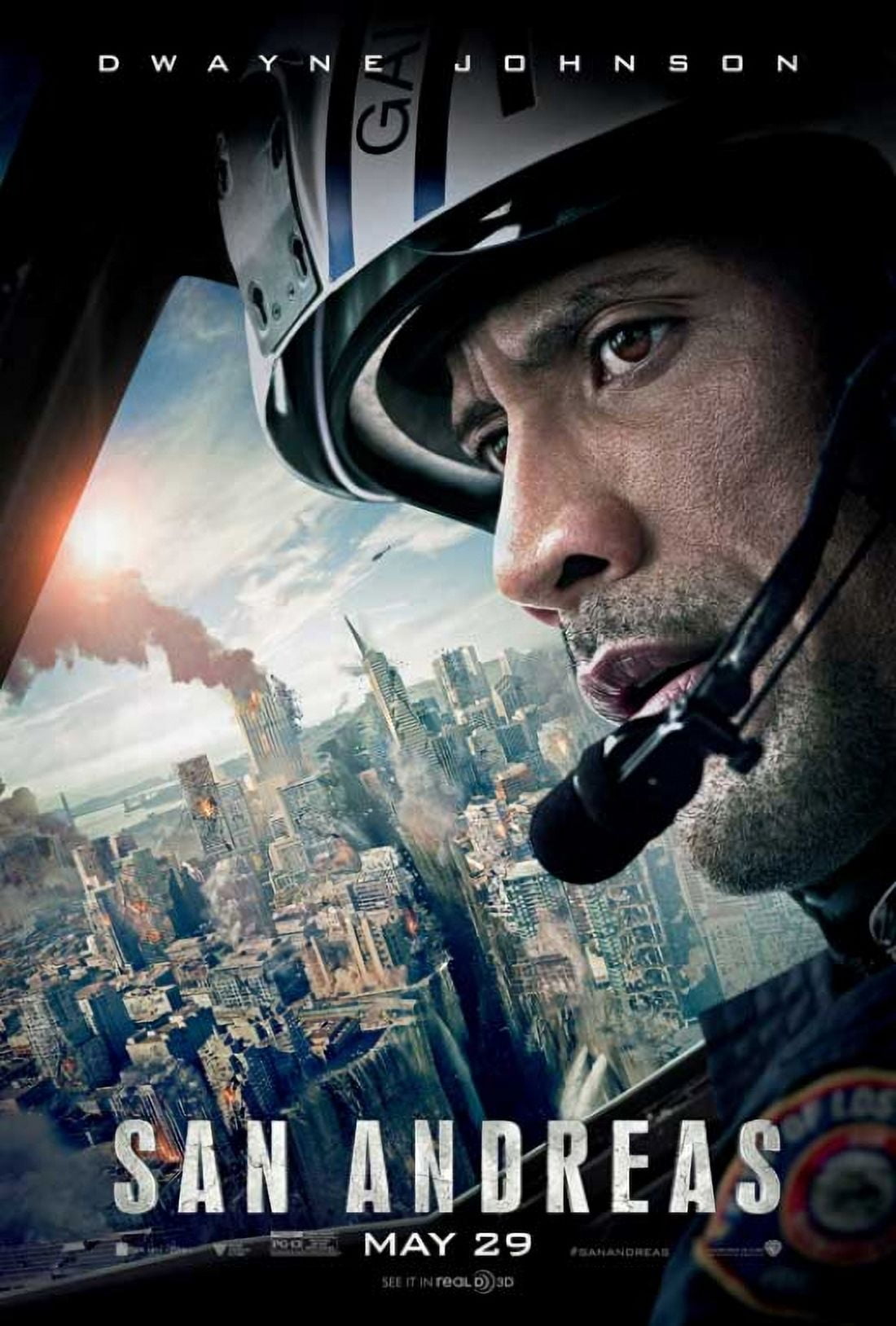 San Andreas Movie Poster 11 x 17 print featuring action-packed visuals.