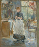 In The Dining Room art print by Berthe Morisot showcasing a light-filled interior with bold brushwork.