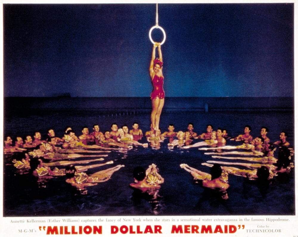 Million Dollar Mermaid movie poster featuring Esther Williams, 1952 classic film.
