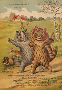 Cats from France Art Print by Louis Wain - 1914 vintage cat artwork.