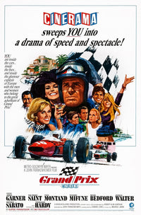Grand Prix movie poster featuring James Garner and Antonio Sabato from 1966