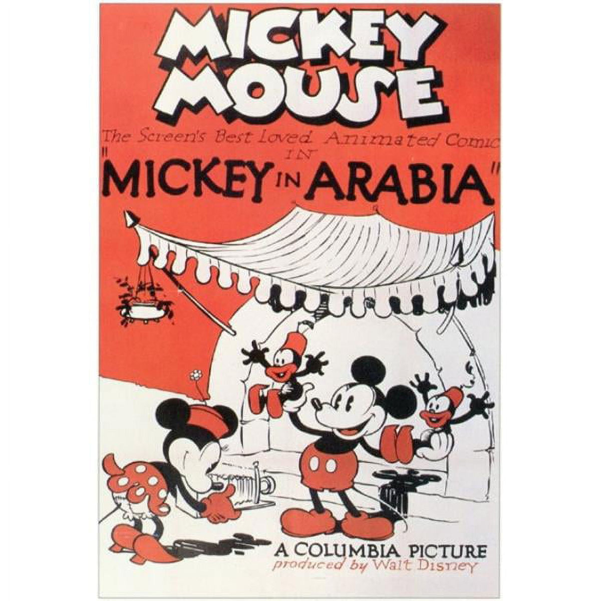 Mickey in Arabia Movie Poster Print featuring vibrant colors and whimsical design.