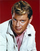 Troy Donahue portrait photo print with red background.