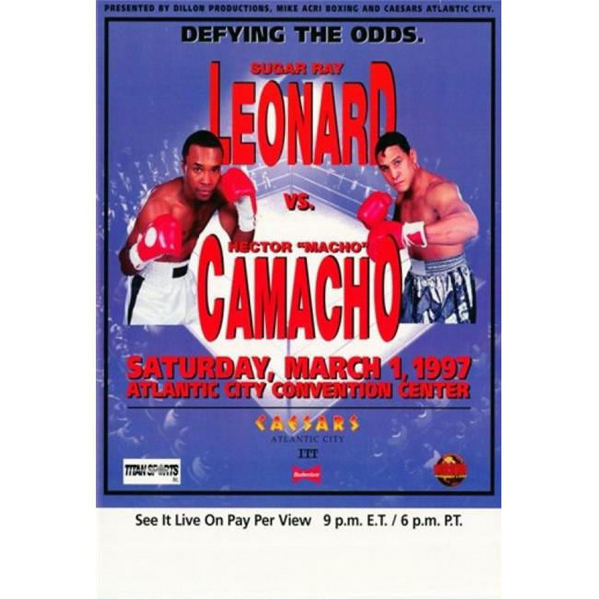 Sugar Ray Leonard vs. Hector Camacho movie poster 11x17