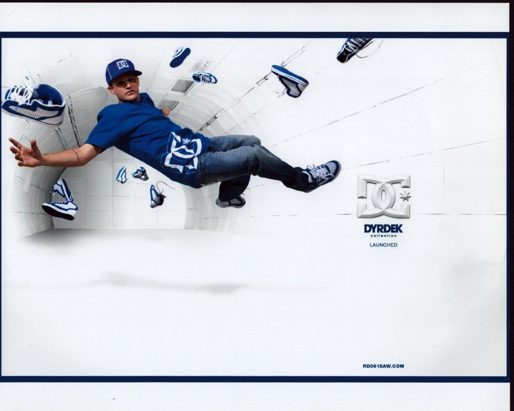 Rob Dyrdek floating photo print in blue and white DC sneakers.