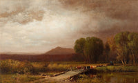 The Cattle Drive (1872) art print by William Hart depicting a cowboy cattle drive.