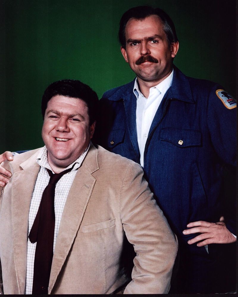 Cheers photo print featuring George Wendt and John Ratzenberger, iconic sitcom moment.
