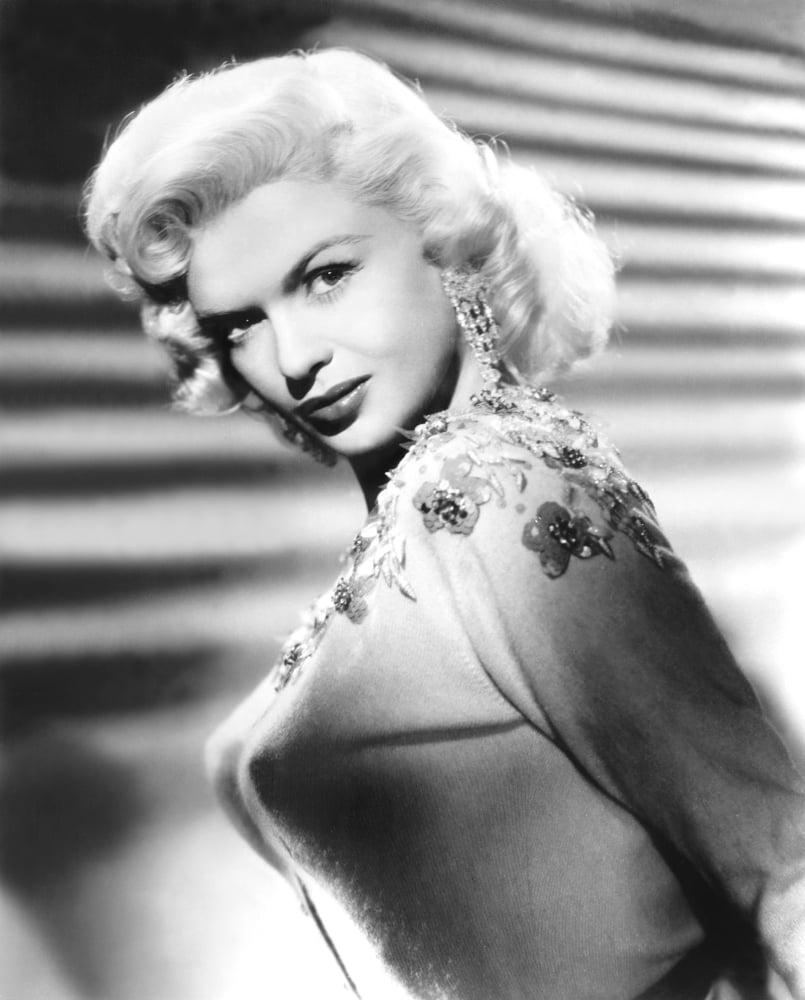 Jayne Mansfield 1957 photo poster print showcasing classic Hollywood glamor.