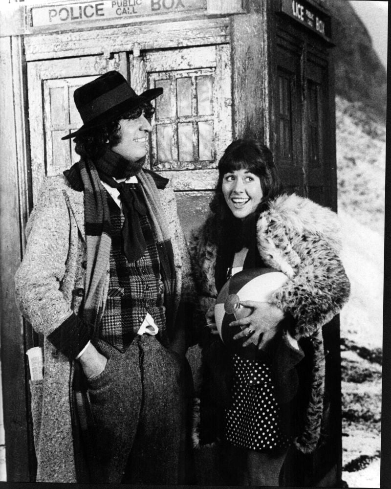Tom Baker and Elisabeth Sladen Doctor Who photo print in front of TARDIS