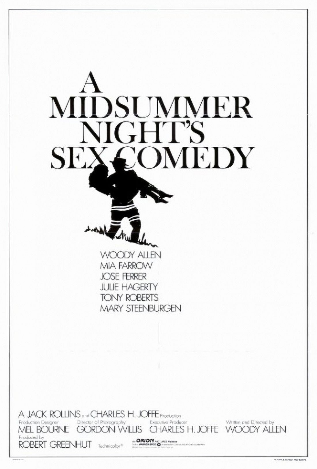 A Midsummer Night's Sex Comedy movie poster print featuring whimsical artwork.