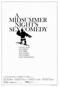 A Midsummer Night's Sex Comedy movie poster print featuring whimsical artwork.