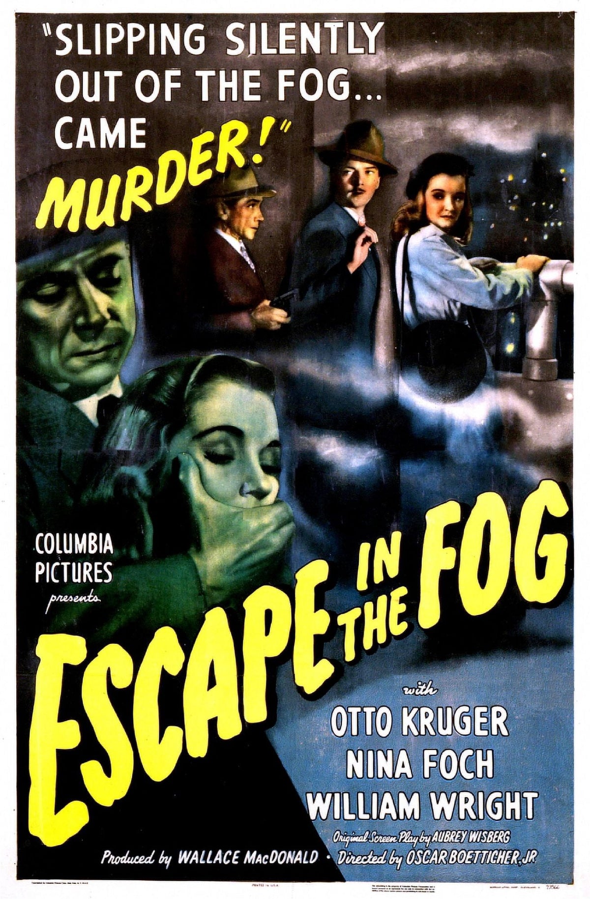 Escape In The Fog 1945 Movie Poster Print featuring Nina Foch and Konstantin Shayne.