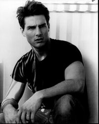 Tom Cruise black and white photo print scorched next to wall