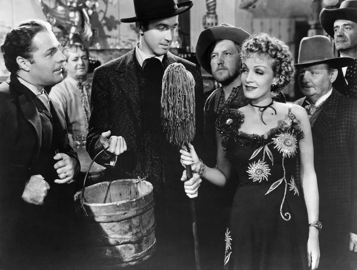 Destry Rides Again photo print featuring James Stewart and Marlene Dietrich