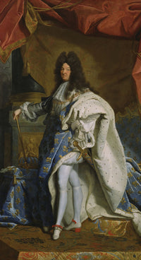 Contemporary copy of the Portrait of Louis XIV by Hyacinthe Rigaud, showcasing a regal figure in rich colors.