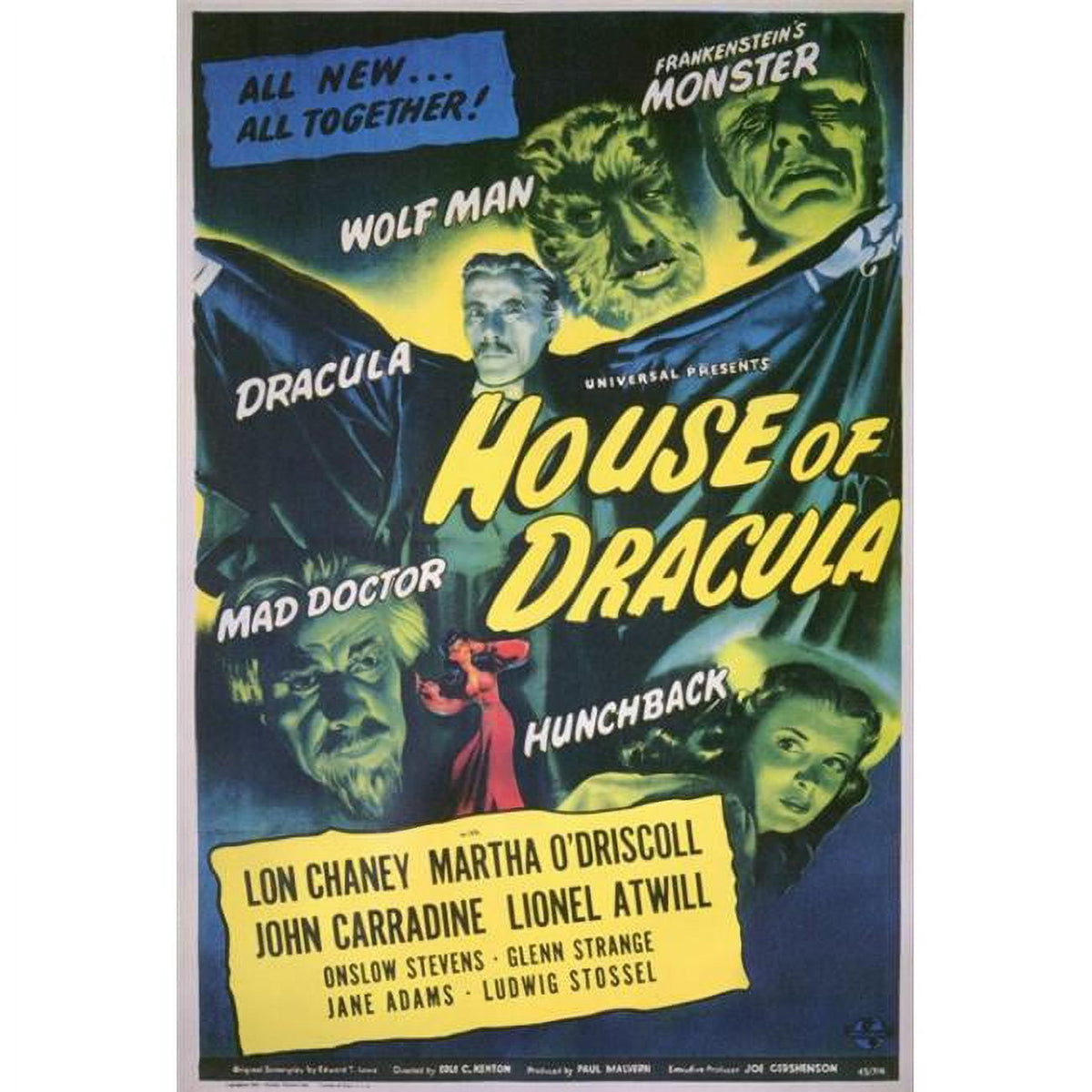 House of Dracula Movie Poster Print in 27x40 size.