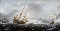Ships in a Storm on a Rocky Coast Poster Print by Jan Porcellis