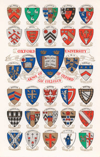 Oxford University arms of the colleges poster print