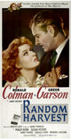 Random Harvest movie poster featuring Greer Garson and Ronald Colman, 1942, available in multiple sizes.