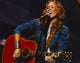 Sheryl Crow photo print in blue denim jacket, perfect for music enthusiasts.