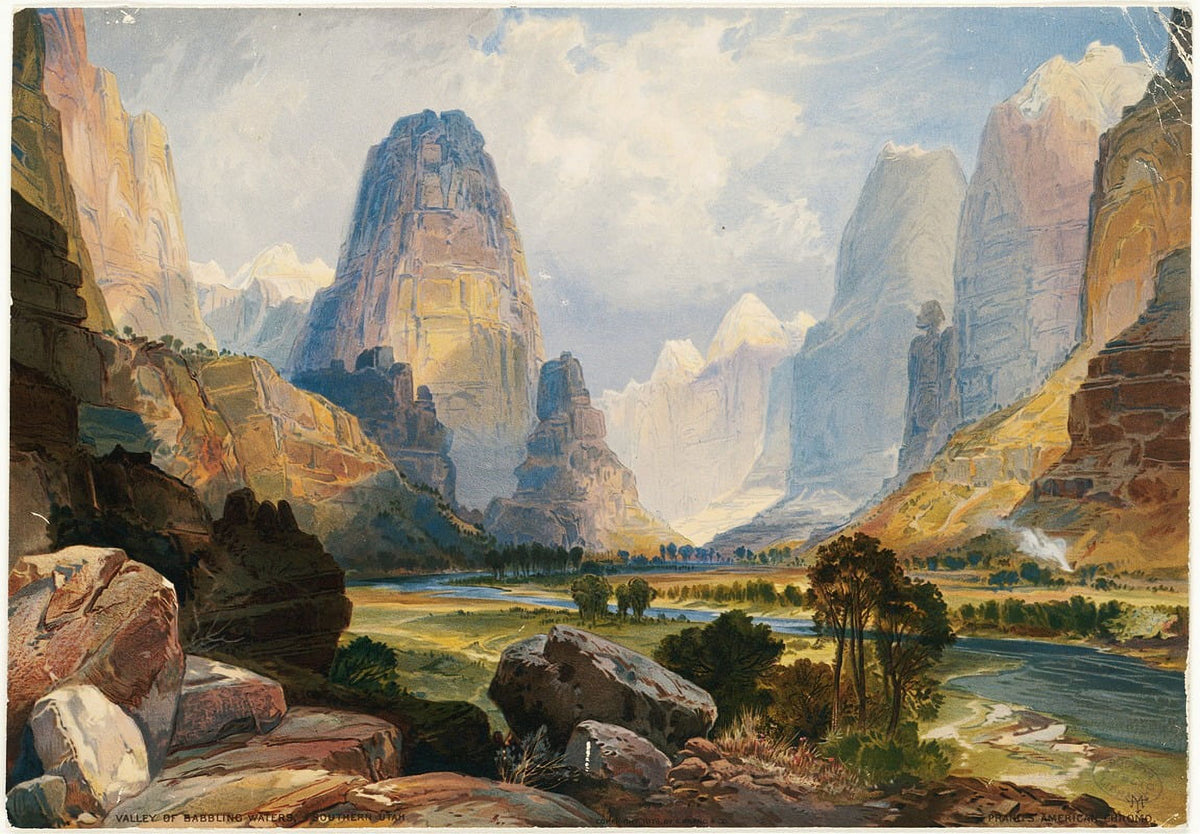 Valley of Babbling Waters poster print by Thomas Moran, showcasing Southern Utah landscapes.