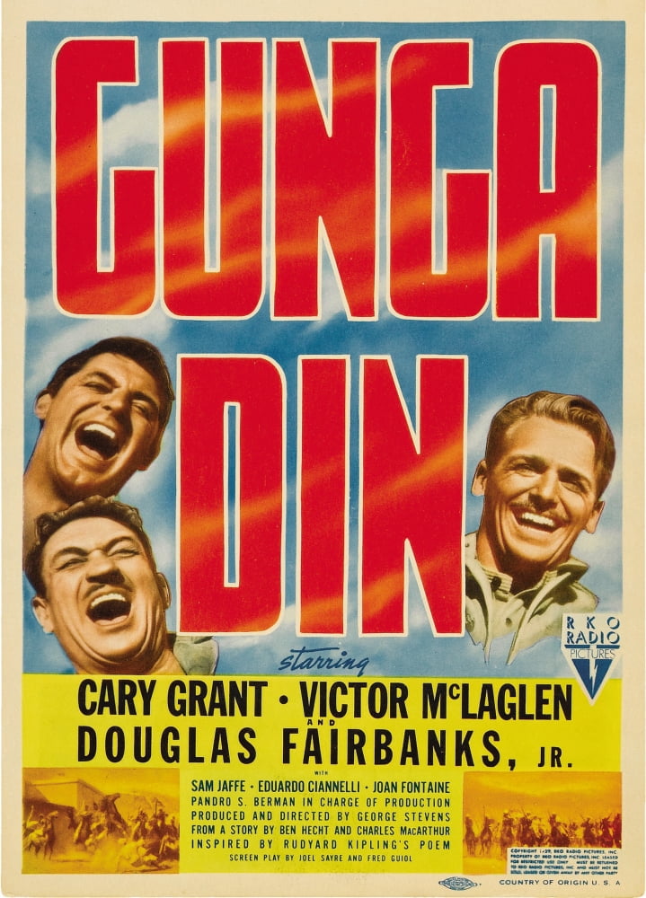 Gunga Din movie masterprint poster featuring Cary Grant and Douglas Fairbanks Jr.