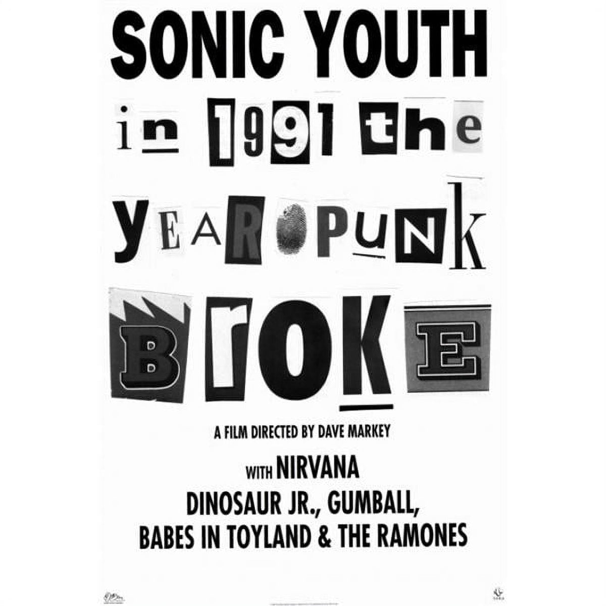 1991: The Year Punk Broke movie poster print showcasing punk rock culture.