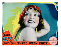 Three Weekends Lobby Card Poster Print featuring Clara Bow, 1928, vintage movie art.