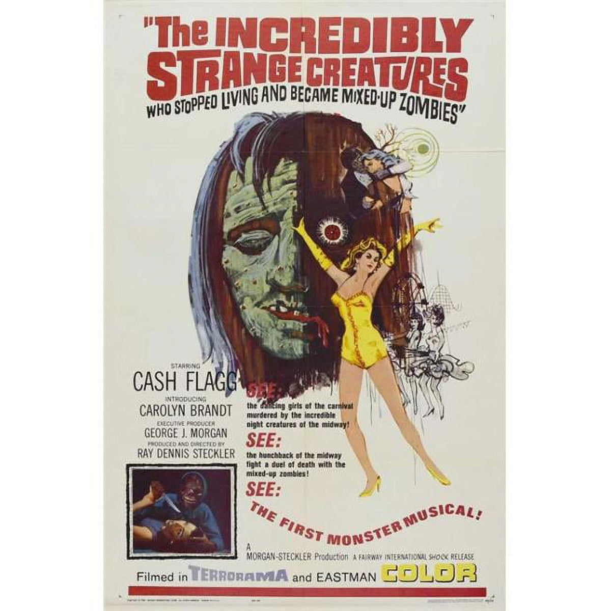 The Incredibly Strange Creature movie poster print featuring colorful design.