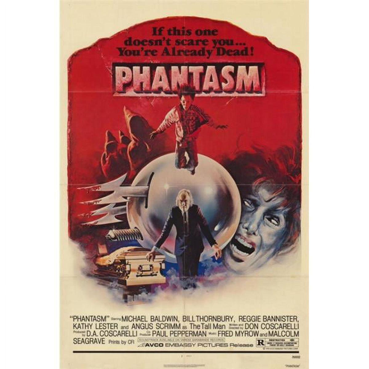 Phantasm Movie Poster Print in 27x40 size, perfect for horror enthusiasts.