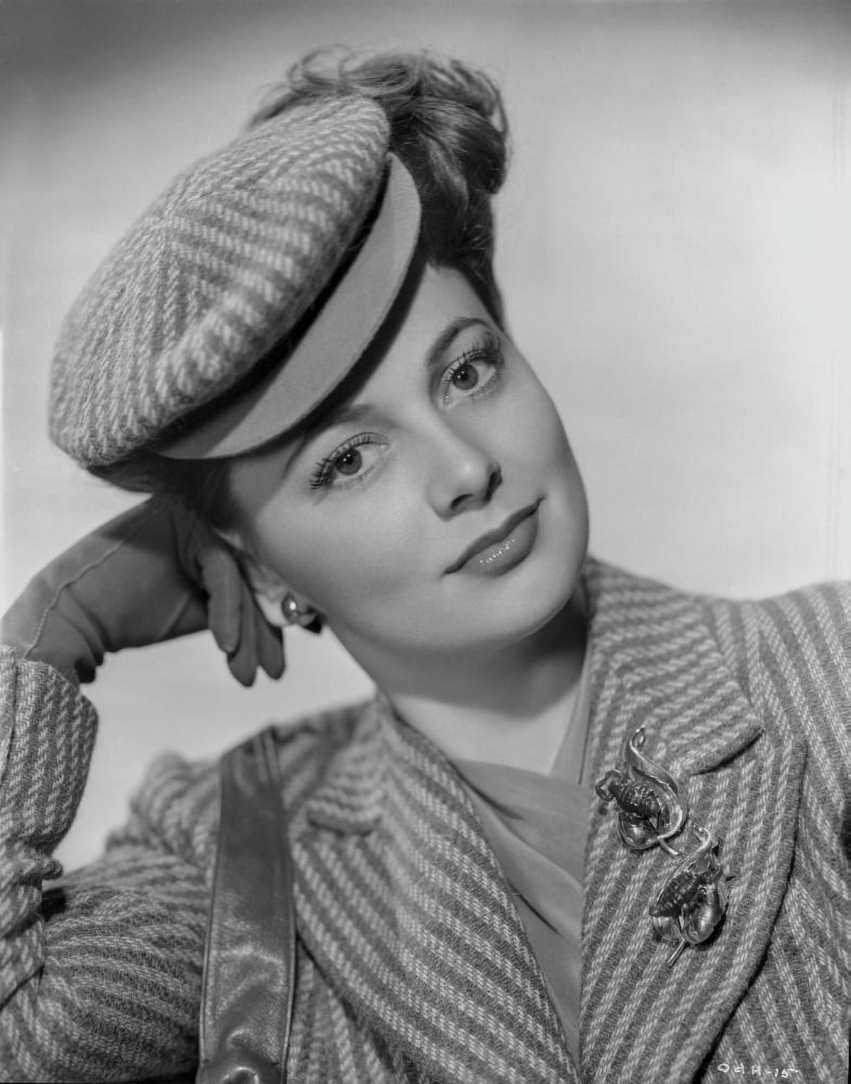 Olivia DeHavilland portrait in stripes dress photo print.