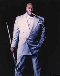 Michael Clarke Duncan portrait photo print in formal suit against black background