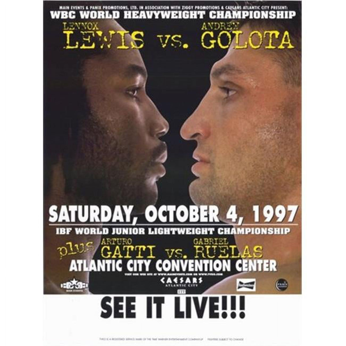 Lennox Lewis vs Andrew Golota boxing match poster 11x17