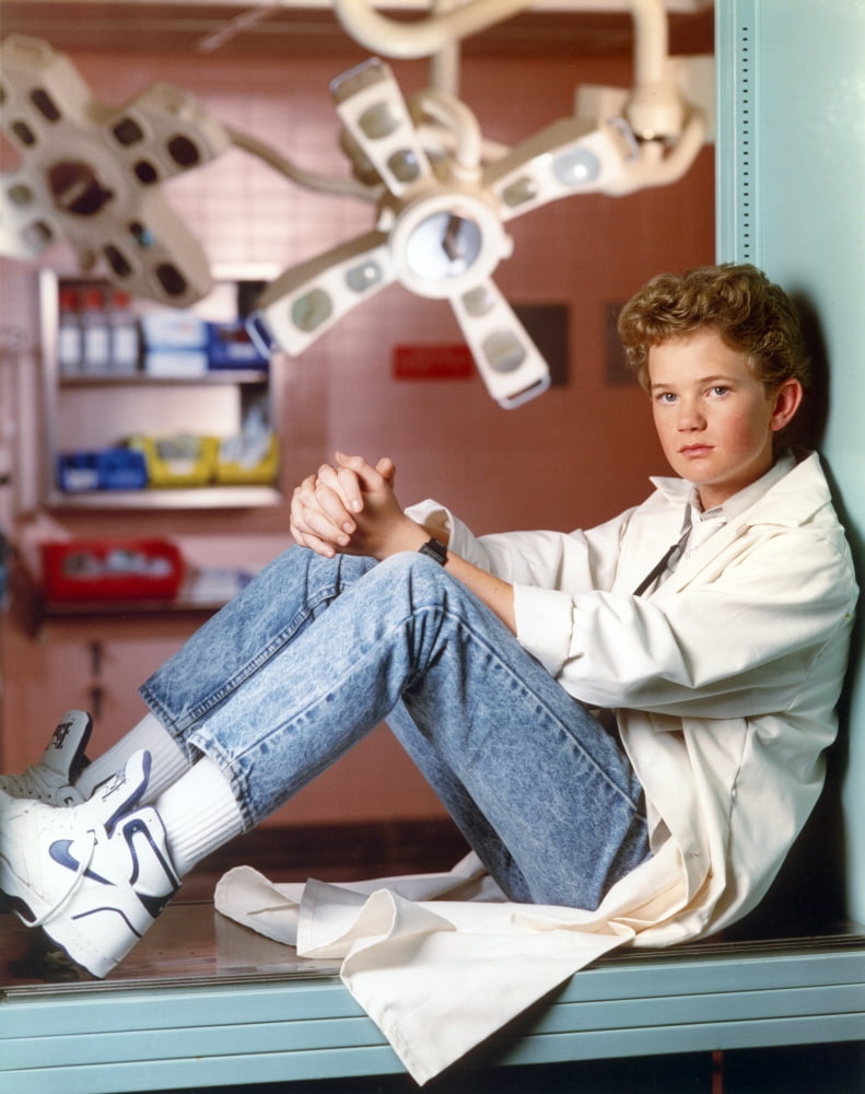 Doogie Howser photo print in doctor outfit and blue jeans