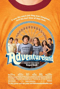 Adventureland movie poster in 11x17 size featuring vibrant colors and nostalgic design.