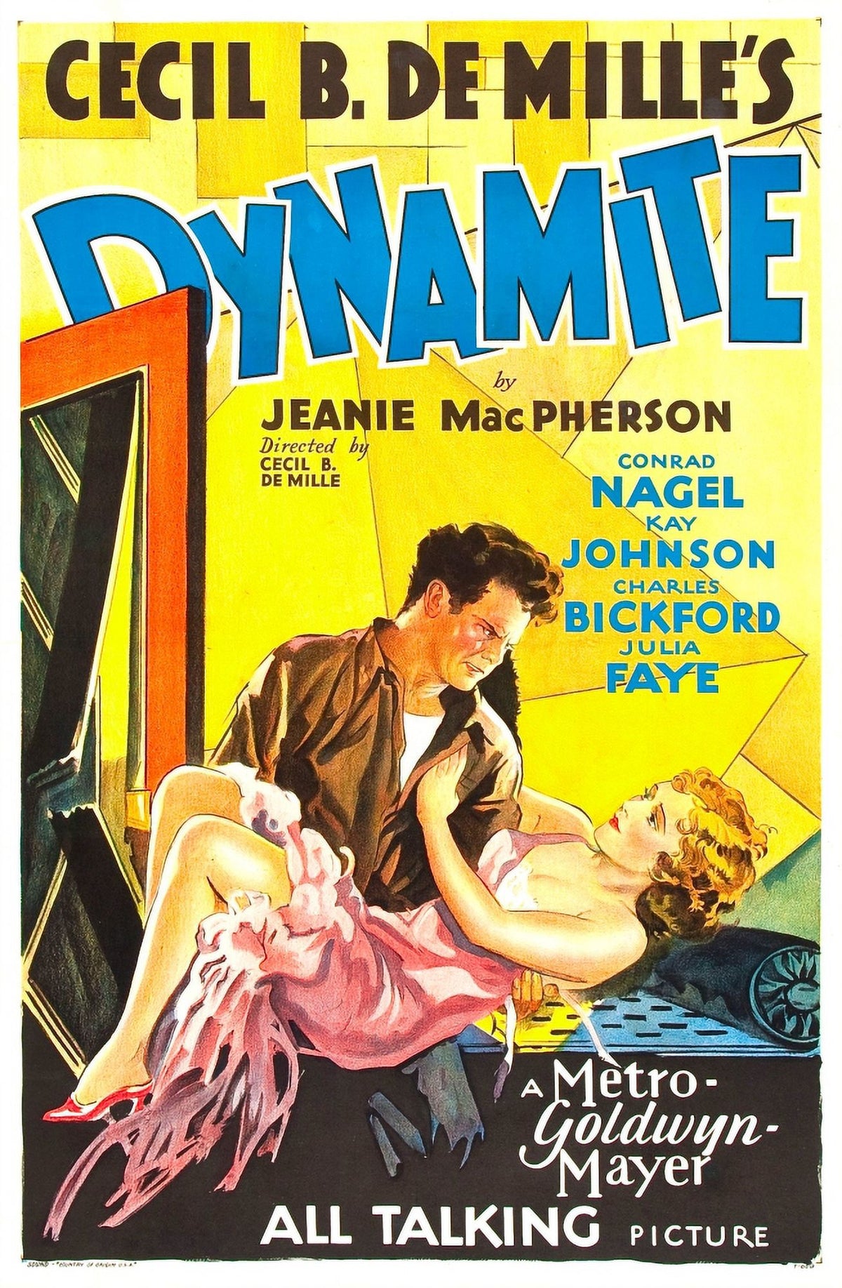 1929 Dynamite Art Movie Masterprint Poster featuring Charles Bickford and Kay Johnson