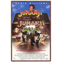 Jumanji movie poster featuring vibrant adventure scenes.