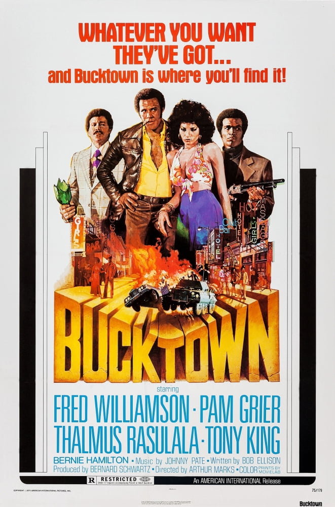 Bucktown movie masterprint poster featuring Thalmus Rasulala, Fred Williamson, Pam Grier, and Tony King.