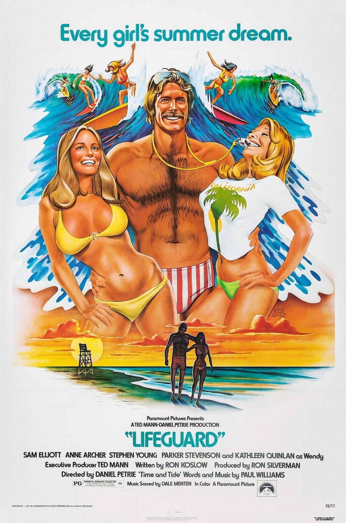 Lifeguard movie poster print featuring Sam Elliott from 1976.
