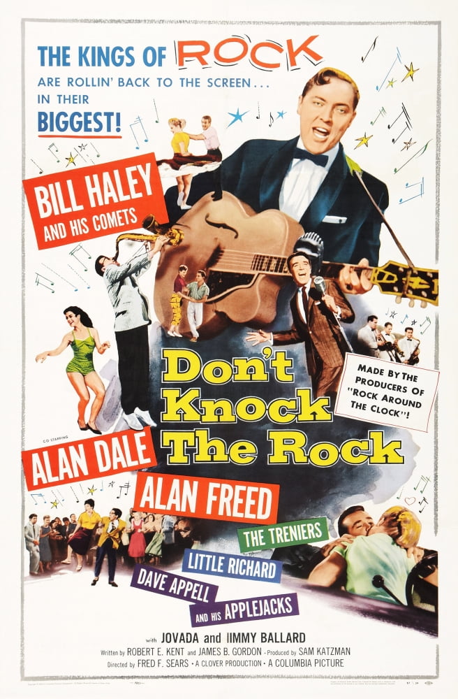 Don't Knock the Rock movie poster print featuring Bill Haley and Alan Freed, 1956.