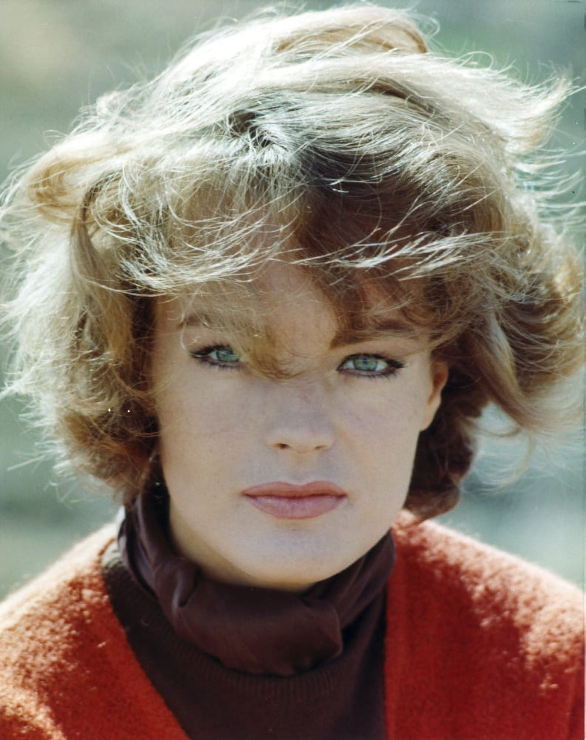 Romy Schneider photo print in red jacket, vintage cinema art
