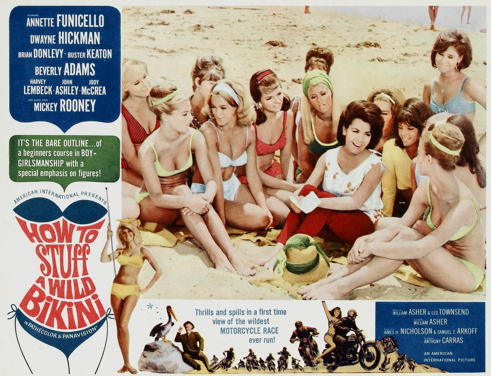 How To Stuff A Wild Bikini Movie Poster Print featuring Annette Funicello in red pants.
