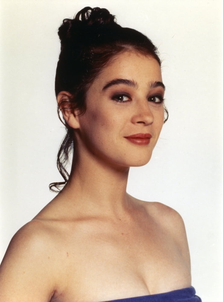 Moira Kelly close-up portrait photo print in violet tube top.