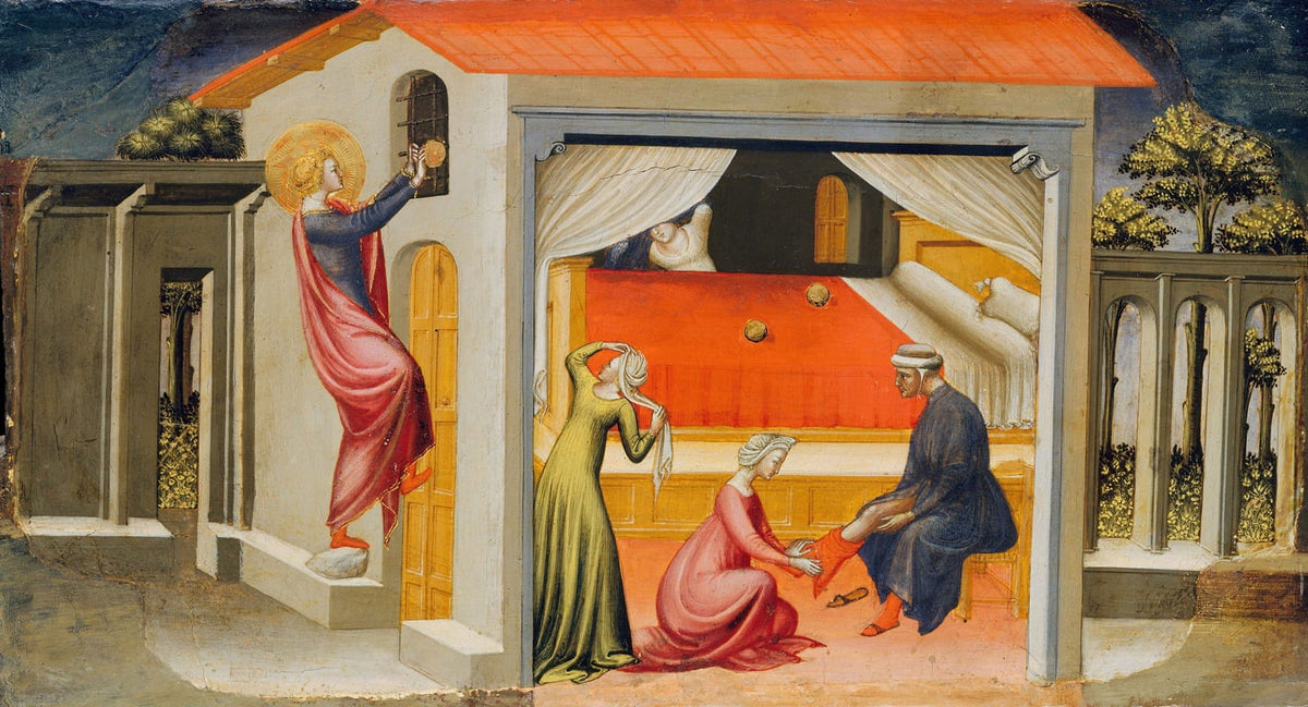 Saint Nicholas Providing Dowries Poster Print by Bicci Di Lorenzo