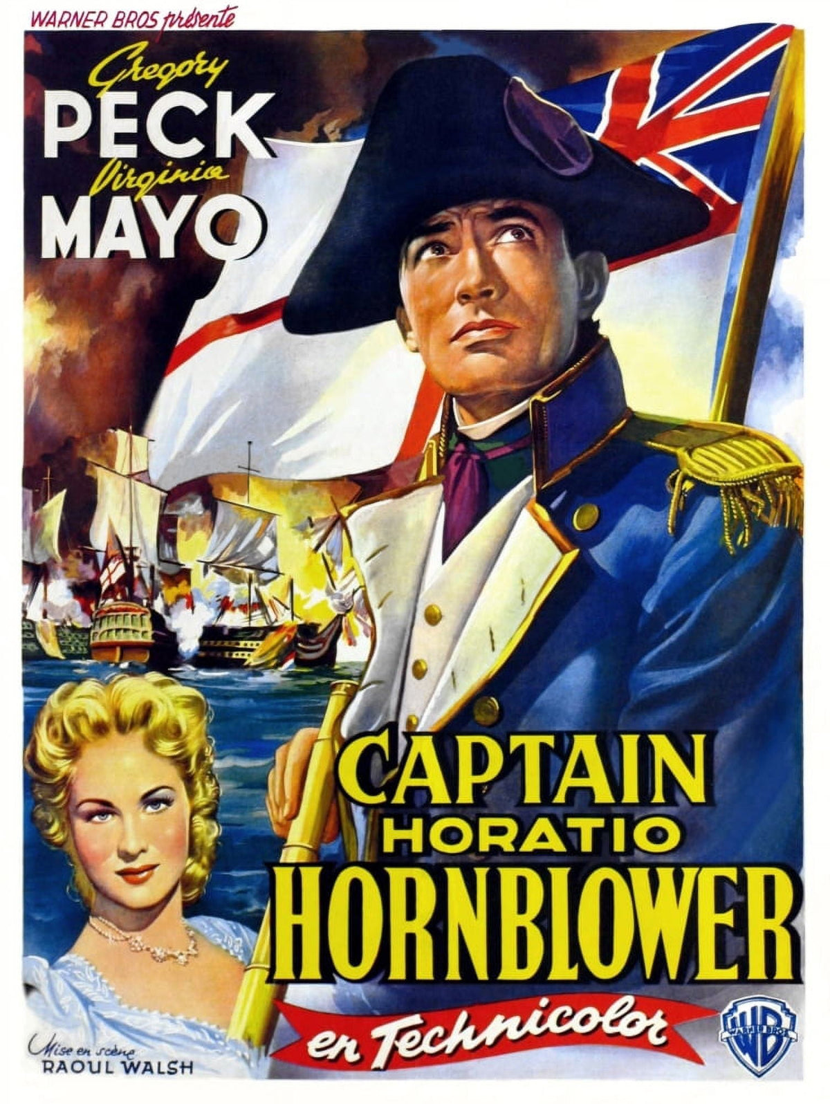 Captain Horatio Hornblower movie masterprint poster featuring Gregory Peck and Virginia Mayo